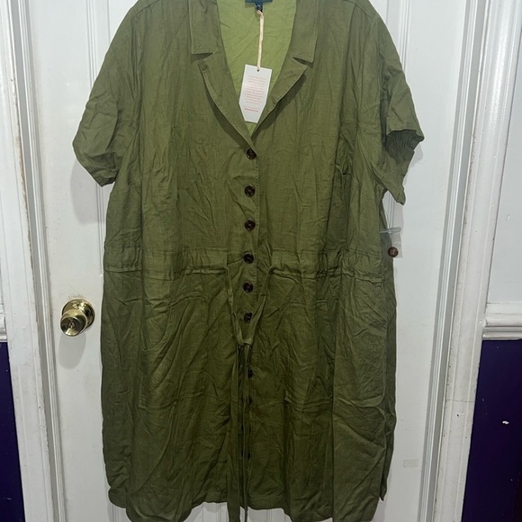 ModCloth 4x olive shirt dress NWT - Picture 1 of 15